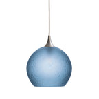 768 Single Pendant Light-Bicycle Glass Co-Brushed Nickel 15ft Cord + Track Mount-Celestial-Steel Blue-Bicycle Glass Co