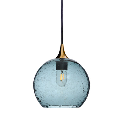 768 Single Pendant Light-Bicycle Glass Co-Polished Brass 15ft Cord + Track Mount-Lunar-Slate Gray-Bicycle Glass Co
