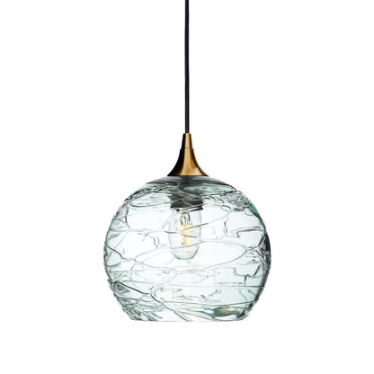 768 Single Pendant Light-Bicycle Glass Co-Polished Brass 15ft Cord + Track Mount-Spun-Eco Clear-Bicycle Glass Co