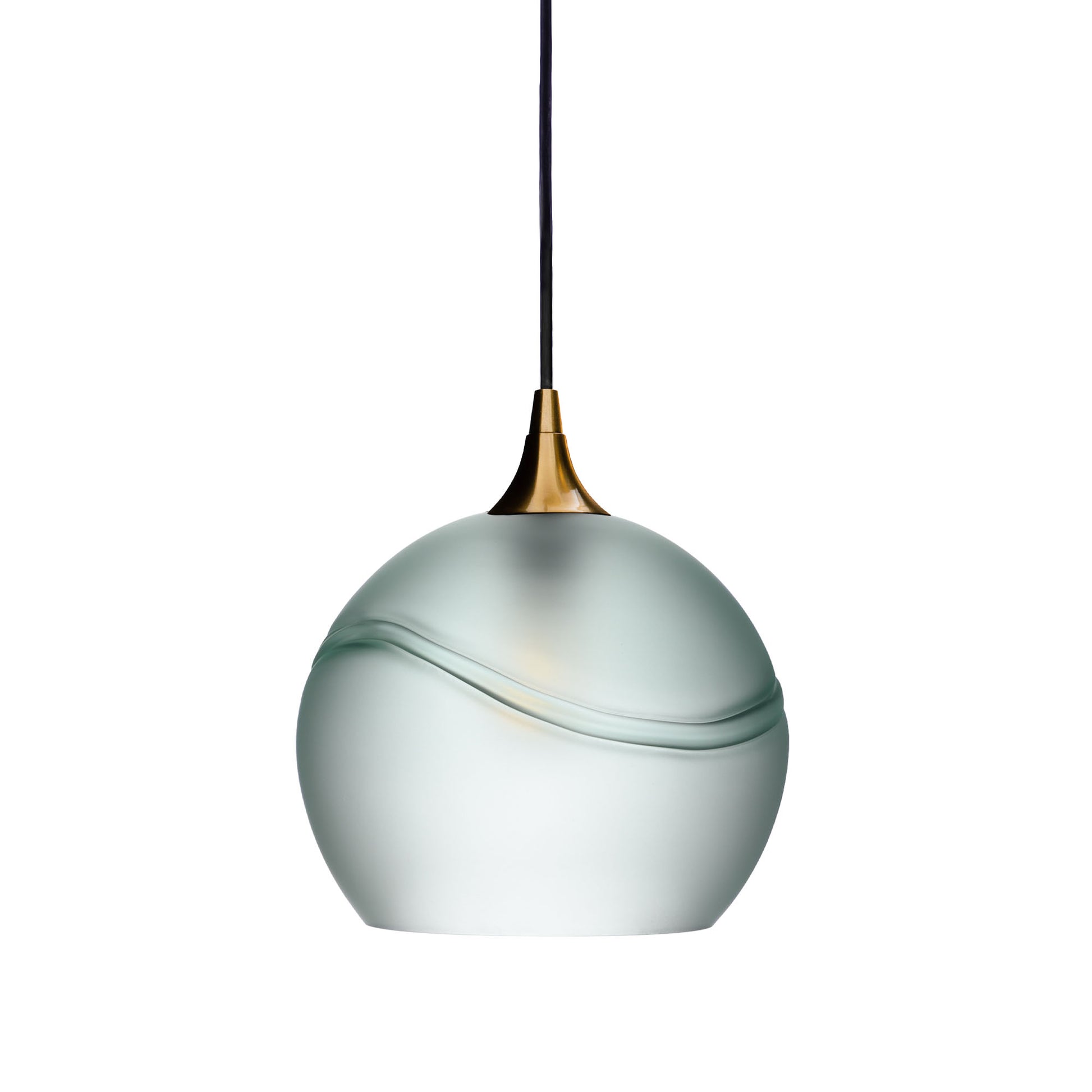 768 Single Pendant Light-Bicycle Glass Co-Polished Brass 15ft Cord + Track Mount-Glacial-Eco Clear-Bicycle Glass Co