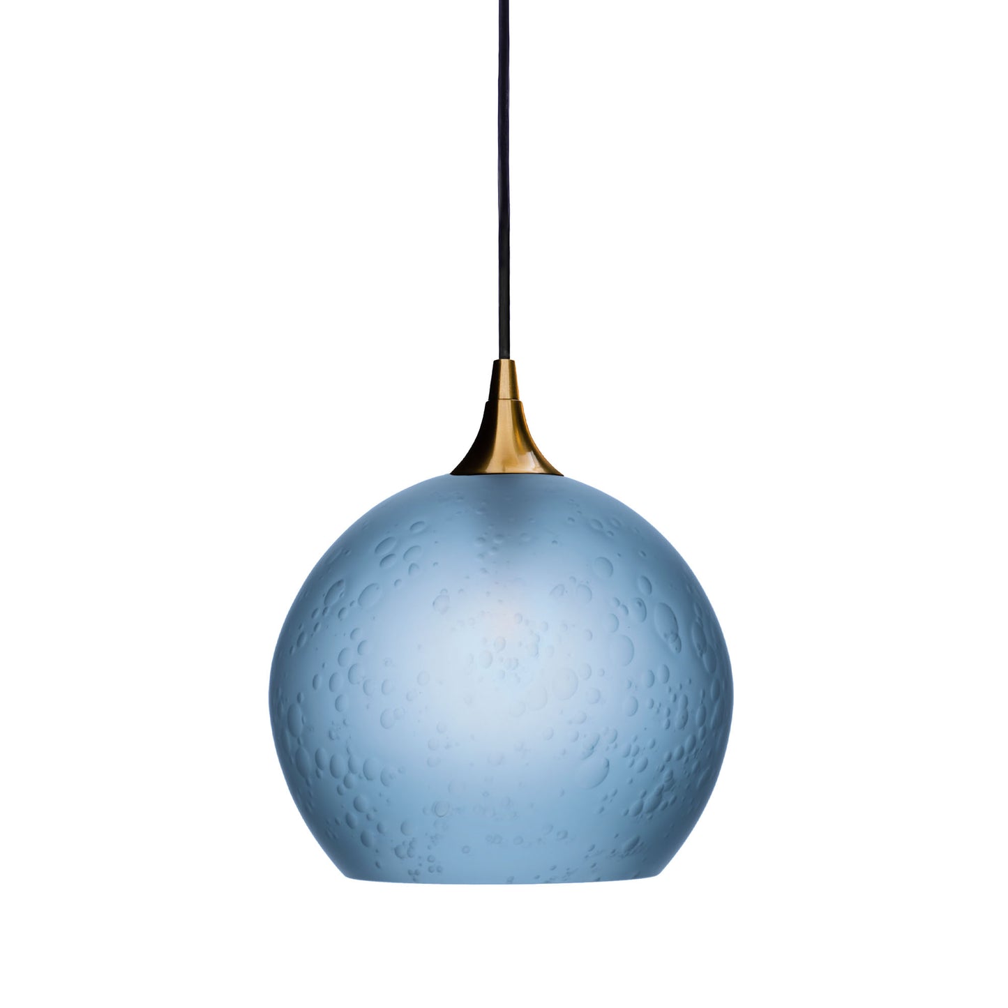 768 Single Pendant Light-Bicycle Glass Co-Polished Brass 15ft Cord + Track Mount-Celestial-Steel Blue-Bicycle Glass Co