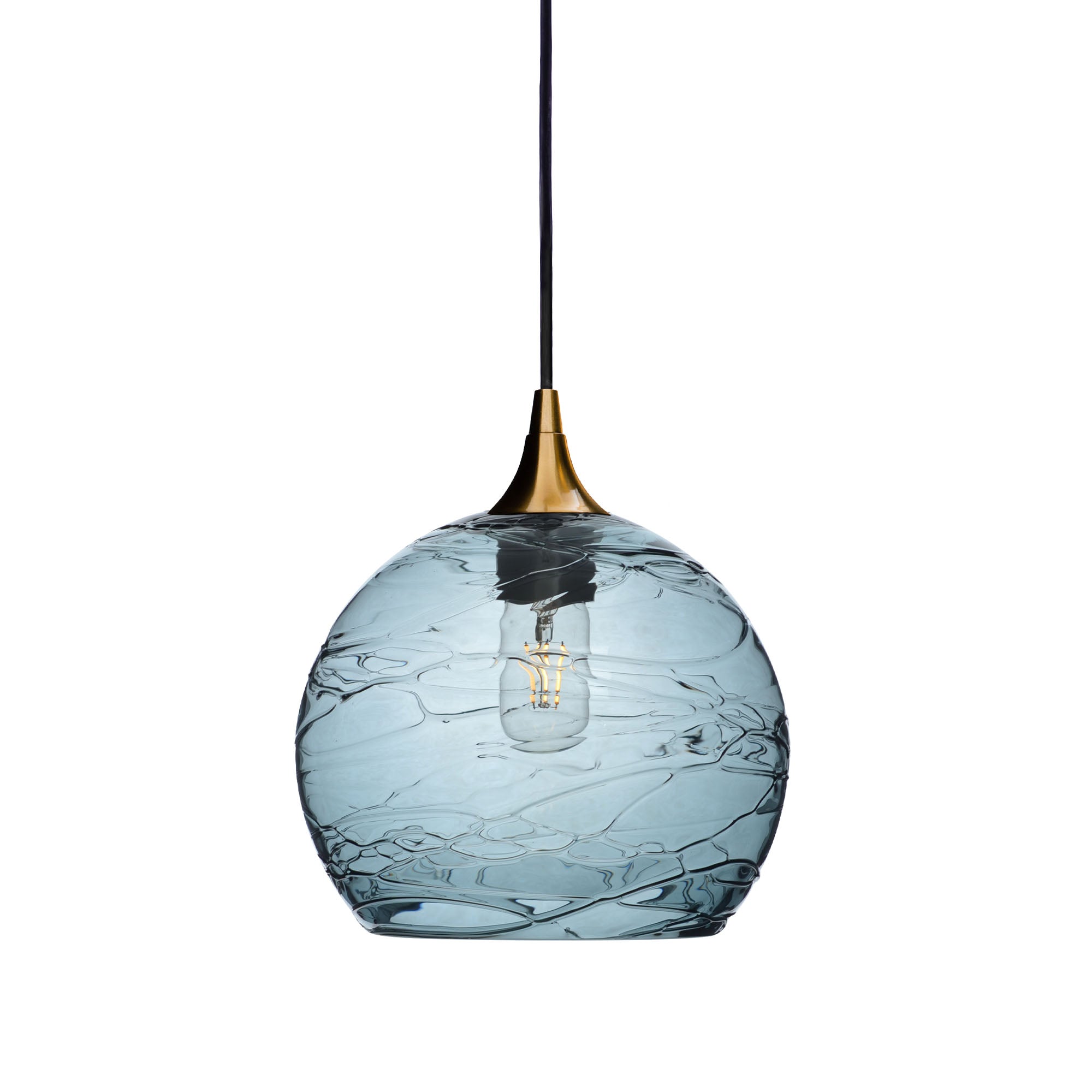 768 Single Pendant Light-Bicycle Glass Co-Polished Brass 15ft Cord + Track Mount-Spun-Slate Gray-Bicycle Glass Co