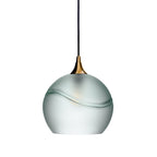 768 Single Pendant Light-Bicycle Glass Co-Polished Brass 15ft Cord + Track Mount-Glacial-Eco Clear-Bicycle Glass Co