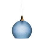 768 Single Pendant Light-Bicycle Glass Co-Polished Brass 15ft Cord + Track Mount-Celestial-Steel Blue-Bicycle Glass Co