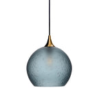 768 Single Pendant Light-Bicycle Glass Co-Polished Brass 15ft Cord + Track Mount-Celestial-Slate Gray-Bicycle Glass Co