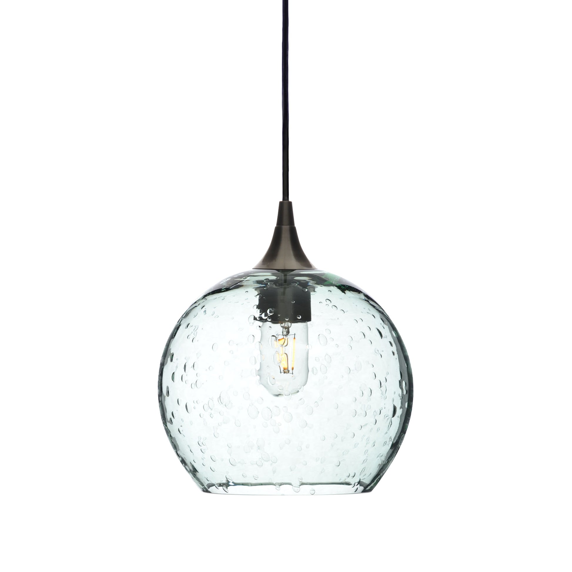 768 Single Pendant Light-Bicycle Glass Co-Antique Bronze 15ft Cord + Track Mount-Lunar-Eco Clear-Bicycle Glass Co