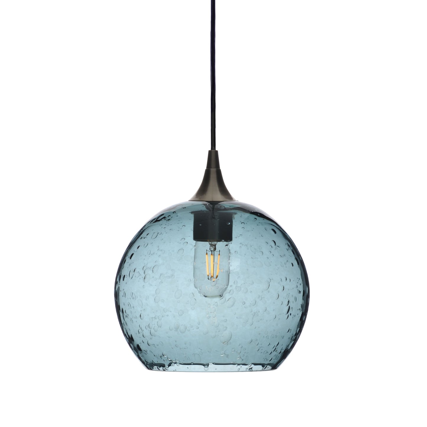 768 Single Pendant Light-Bicycle Glass Co-Antique Bronze 15ft Cord + Track Mount-Lunar-Slate Gray-Bicycle Glass Co
