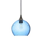 768 Single Pendant Light-Bicycle Glass Co-Antique Bronze 15ft Cord + Track Mount-Lunar-Steel Blue-Bicycle Glass Co