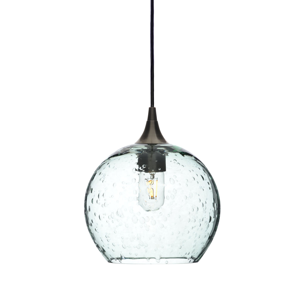 768 Single Pendant Light-Bicycle Glass Co-Antique Bronze 15ft Cord + Track Mount-Lunar-Eco Clear-Bicycle Glass Co