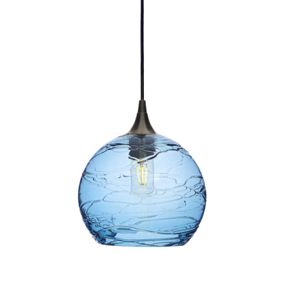 768 Single Pendant Light-Bicycle Glass Co-Antique Bronze 15ft Cord + Track Mount-Spun-Steel Blue-Bicycle Glass Co