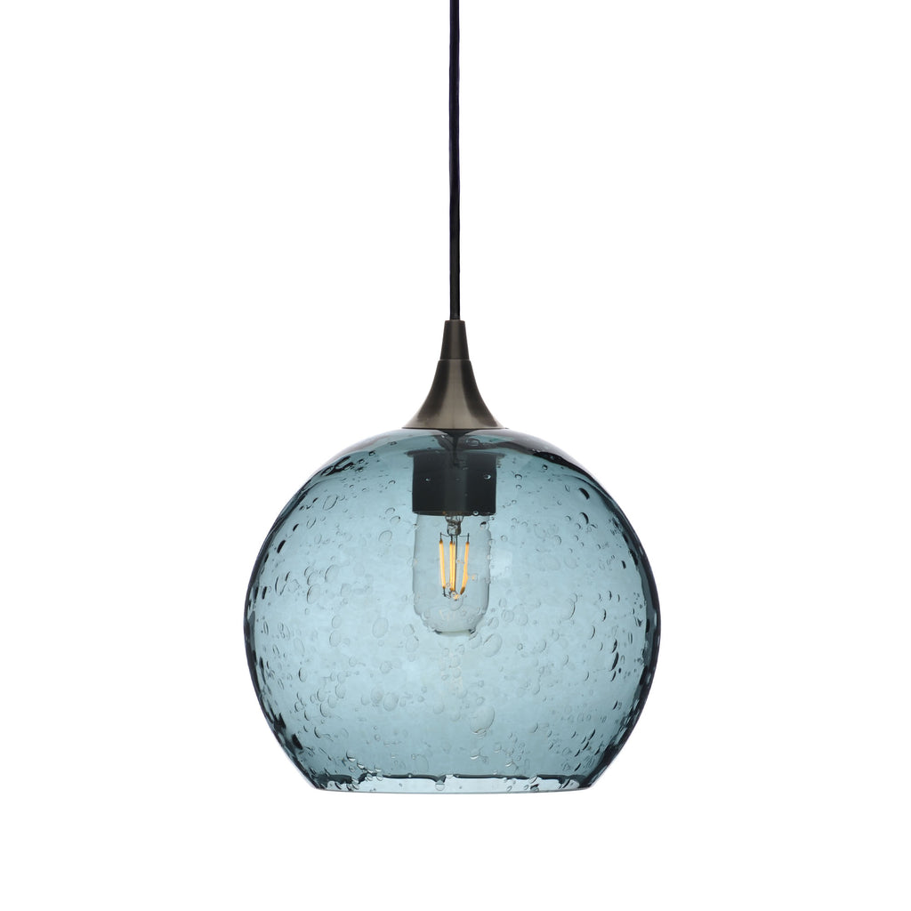 768 Single Pendant Light-Bicycle Glass Co-Antique Bronze 15ft Cord + Track Mount-Lunar-Slate Gray-Bicycle Glass Co