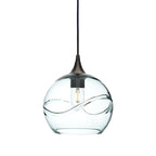 768 Single Pendant Light-Bicycle Glass Co-Antique Bronze 15ft Cord + Track Mount-Swell-Eco Clear-Bicycle Glass Co