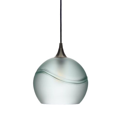768 Single Pendant Light-Bicycle Glass Co-Antique Bronze 15ft Cord + Track Mount-Glacial-Eco Clear-Bicycle Glass Co