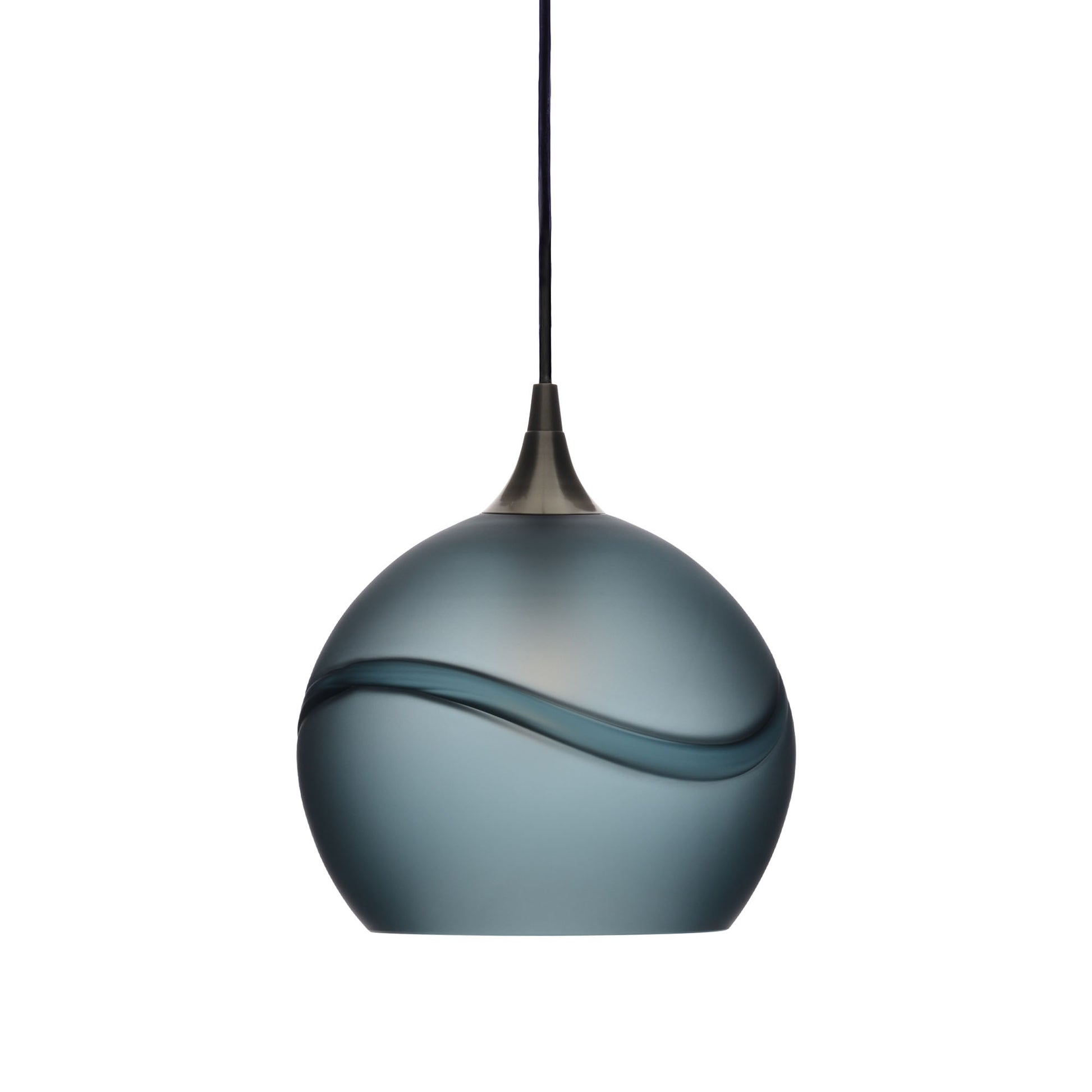 768 Single Pendant Light-Bicycle Glass Co-Antique Bronze 15ft Cord + Track Mount-Glacial-Slate Gray-Bicycle Glass Co