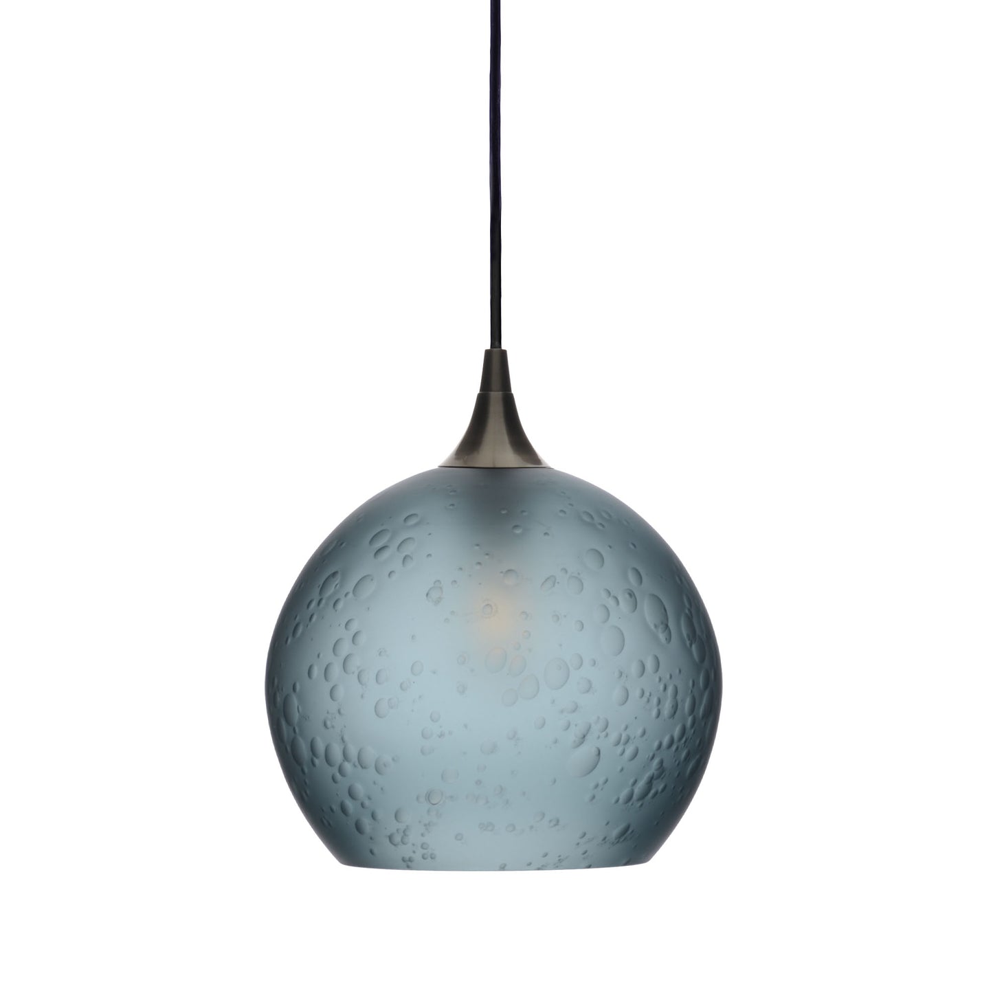 768 Single Pendant Light-Bicycle Glass Co-Antique Bronze 15ft Cord + Track Mount-Celestial-Slate Gray-Bicycle Glass Co