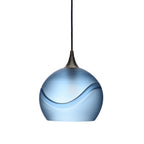 768 Single Pendant Light-Bicycle Glass Co-Antique Bronze 15ft Cord + Track Mount-Glacial-Steel Blue-Bicycle Glass Co