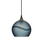 768 Single Pendant Light-Bicycle Glass Co-Antique Bronze 15ft Cord + Track Mount-Glacial-Slate Gray-Bicycle Glass Co