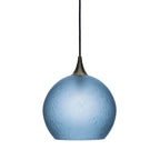 768 Single Pendant Light-Bicycle Glass Co-Antique Bronze 15ft Cord + Track Mount-Celestial-Steel Blue-Bicycle Glass Co