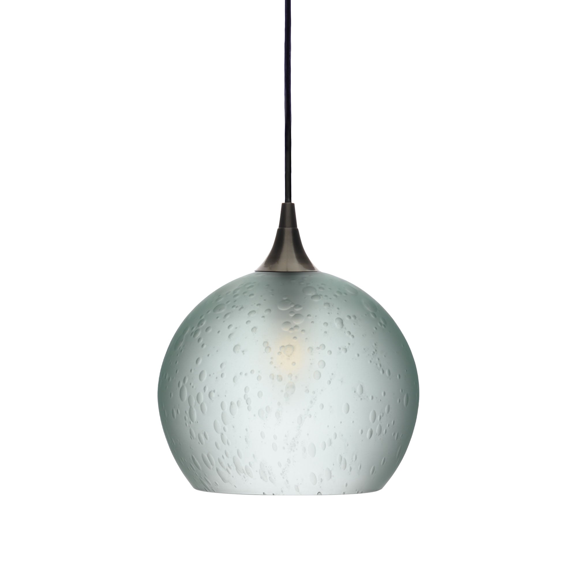 768 Single Pendant Light-Bicycle Glass Co-Antique Bronze 15ft Cord + Track Mount-Celestial-Eco Clear-Bicycle Glass Co