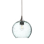 768 Single Pendant Light-Bicycle Glass Co-Brushed Nickel 15ft Cord + Track Mount-Lunar-Eco Clear-Bicycle Glass Co