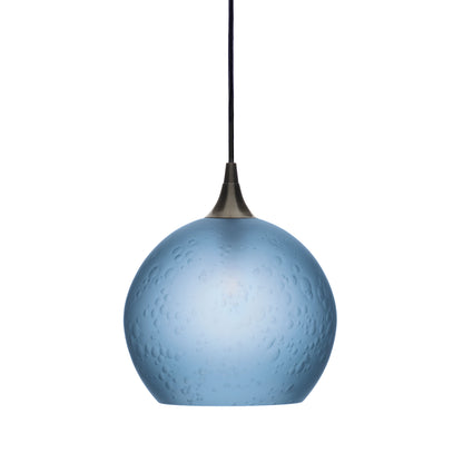 768 Single Pendant Light-Bicycle Glass Co-Antique Bronze - 4ft Cord-Celestial-Steel Blue-Bicycle Glass Co