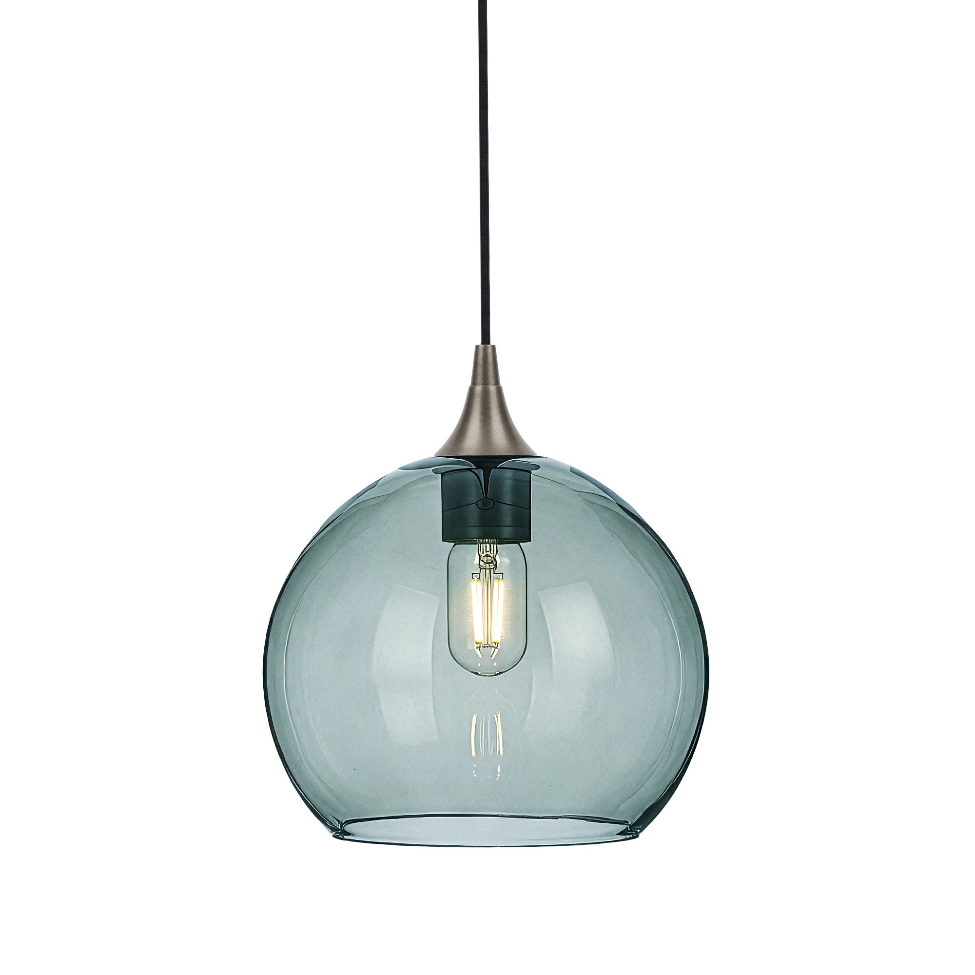 768 Single Pendant Light-Bicycle Glass Co-Antique Bronze - 4ft Cord-Lucent-Slate Gray-Bicycle Glass Co