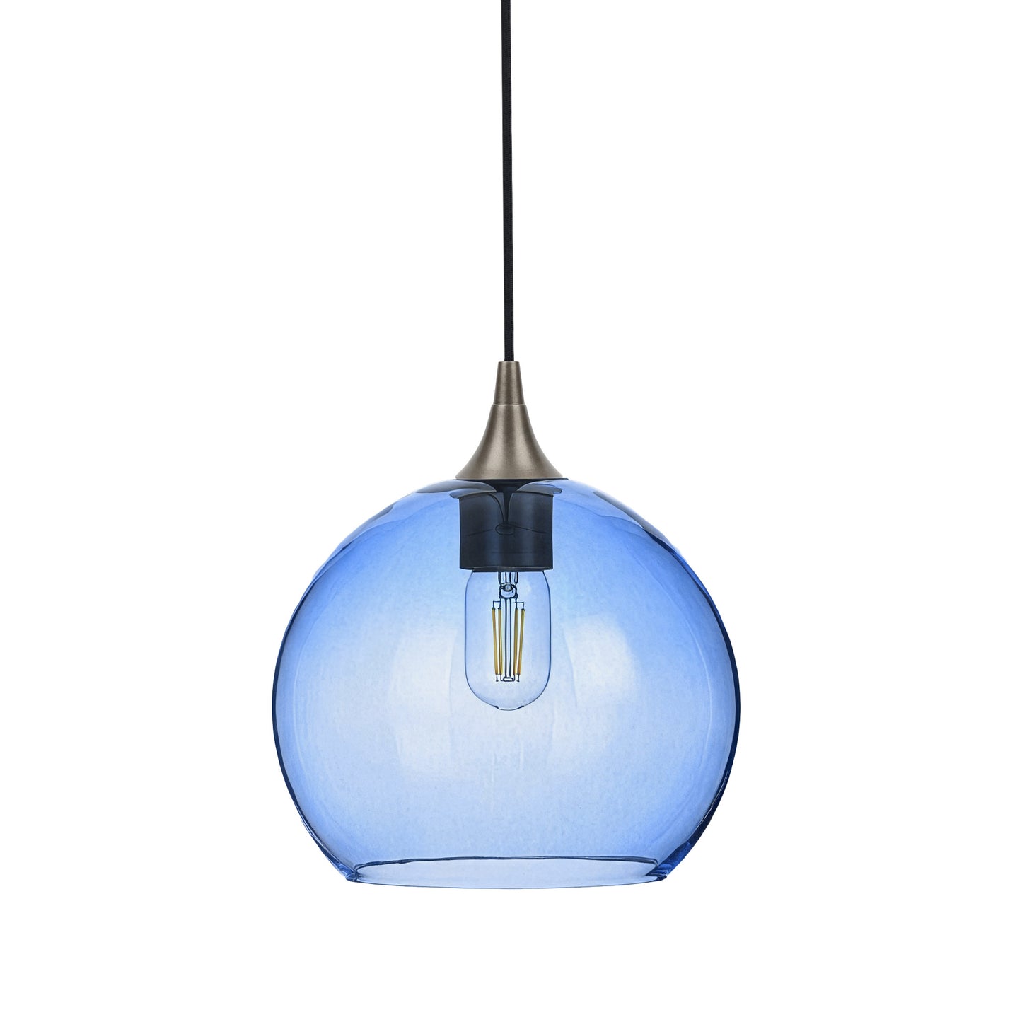 768 Single Pendant Light-Bicycle Glass Co-Antique Bronze - 4ft Cord-Lucent-Steel Blue-Bicycle Glass Co