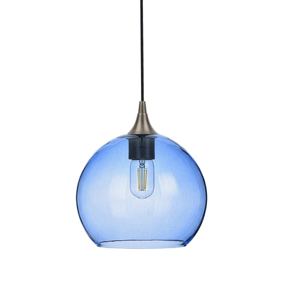 768 Single Pendant Light-Bicycle Glass Co-Antique Bronze - 4ft Cord-Lucent-Steel Blue-Bicycle Glass Co