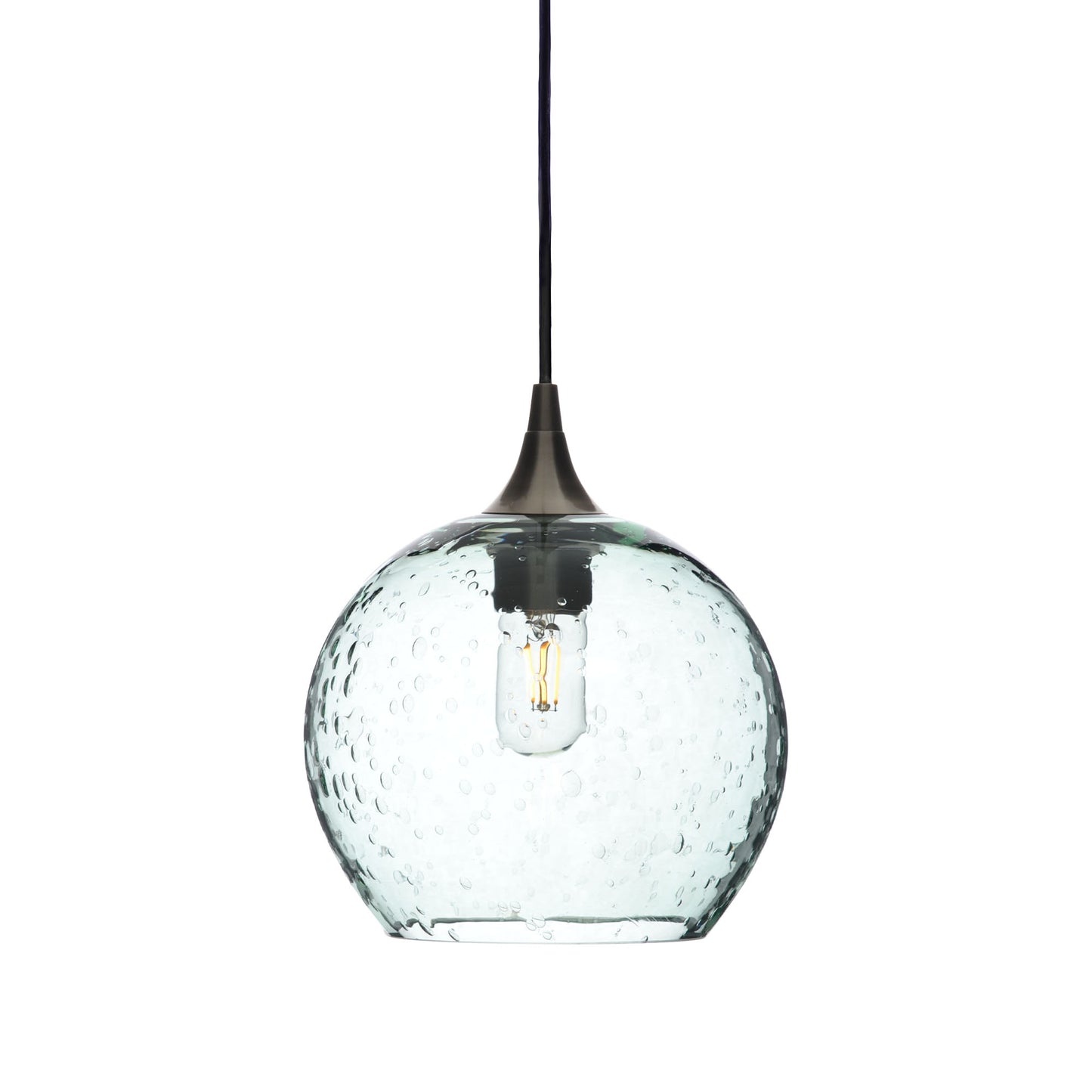 768 Single Pendant Light-Bicycle Glass Co-Antique Bronze - 4ft Cord-Lunar-Eco Clear-Bicycle Glass Co