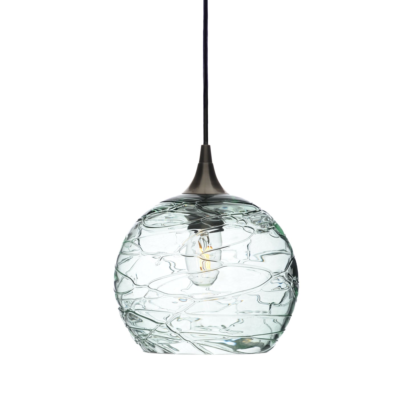 768 Single Pendant Light-Bicycle Glass Co-Antique Bronze - 4ft Cord-Spun-Eco Clear-Bicycle Glass Co