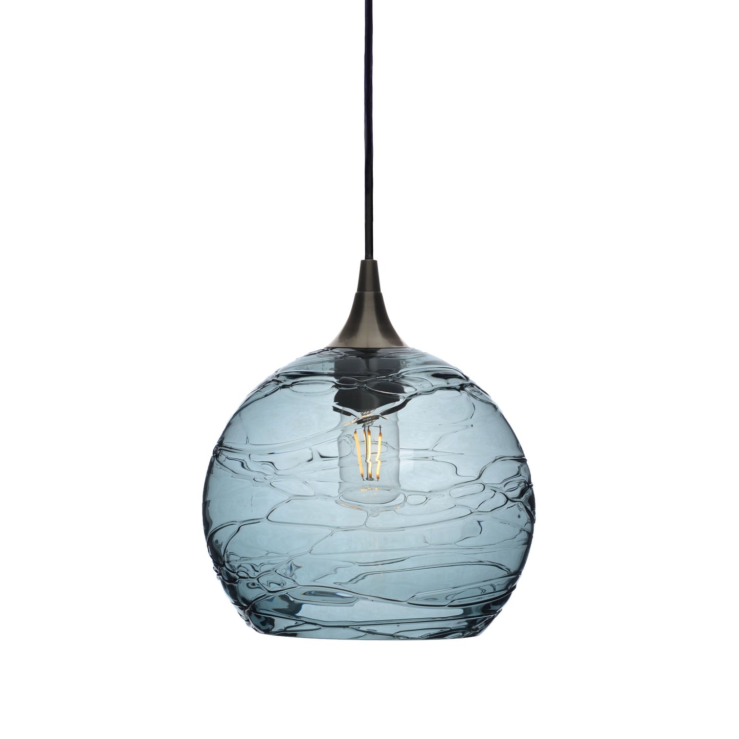 768 Single Pendant Light-Bicycle Glass Co-Antique Bronze - 4ft Cord-Spun-Slate Gray-Bicycle Glass Co