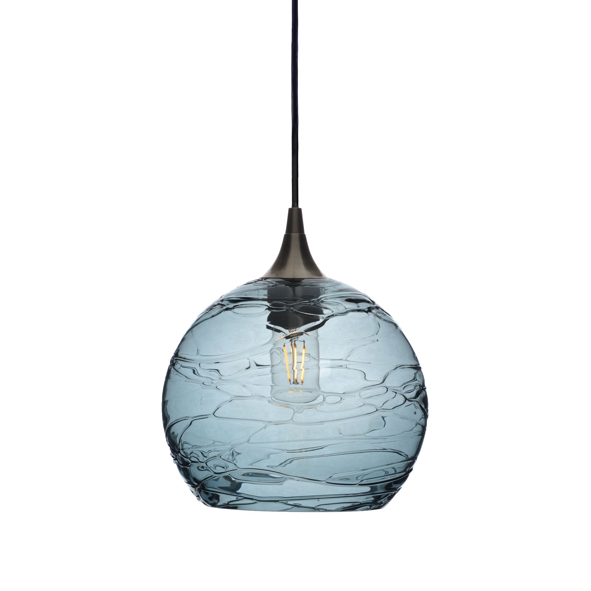 768 Single Pendant Light-Bicycle Glass Co-Antique Bronze - 4ft Cord-Spun-Slate Gray-Bicycle Glass Co