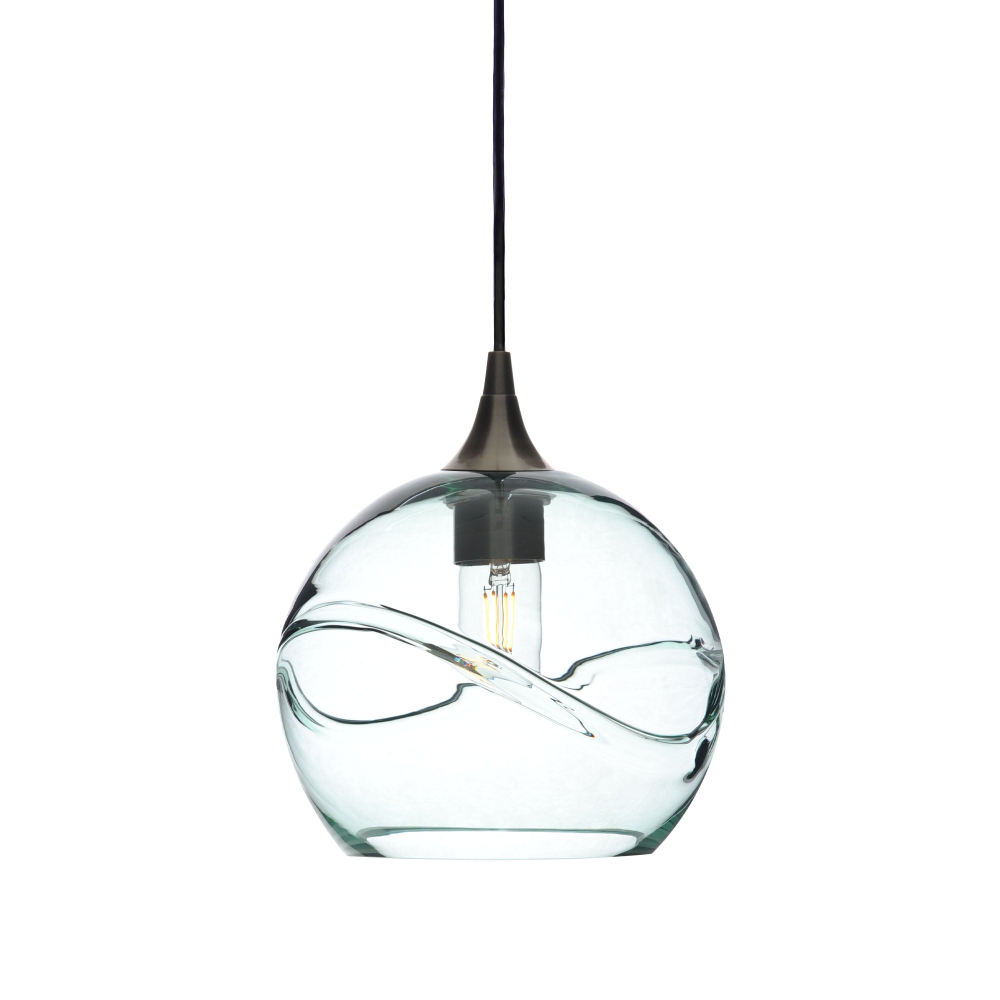 768 Single Pendant Light-Bicycle Glass Co-Antique Bronze - 4ft Cord-Swell-Eco Clear-Bicycle Glass Co