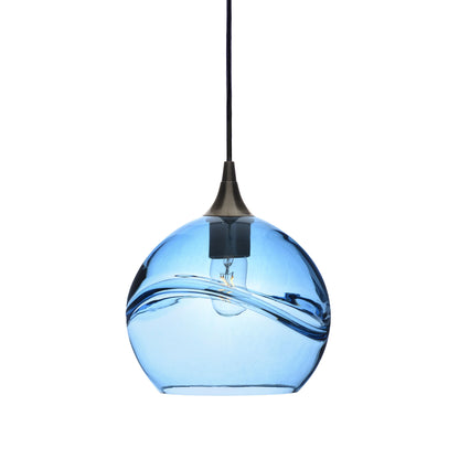 768 Single Pendant Light-Bicycle Glass Co-Antique Bronze - 4ft Cord-Swell-Steel Blue-Bicycle Glass Co