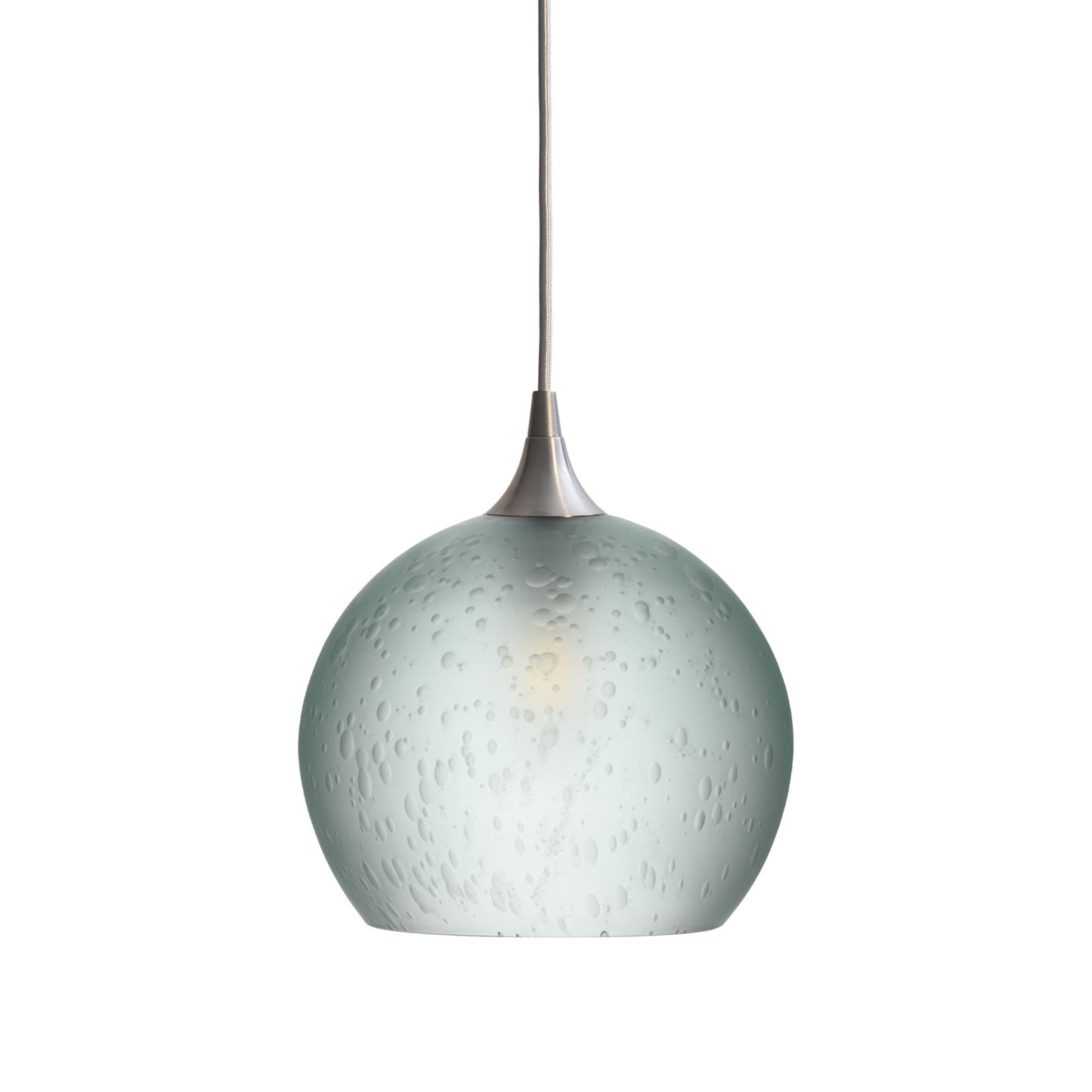 768 Single Pendant Light-Bicycle Glass Co-Brushed Nickel - 4ft Cord-Celestial-Eco Clear-Bicycle Glass Co