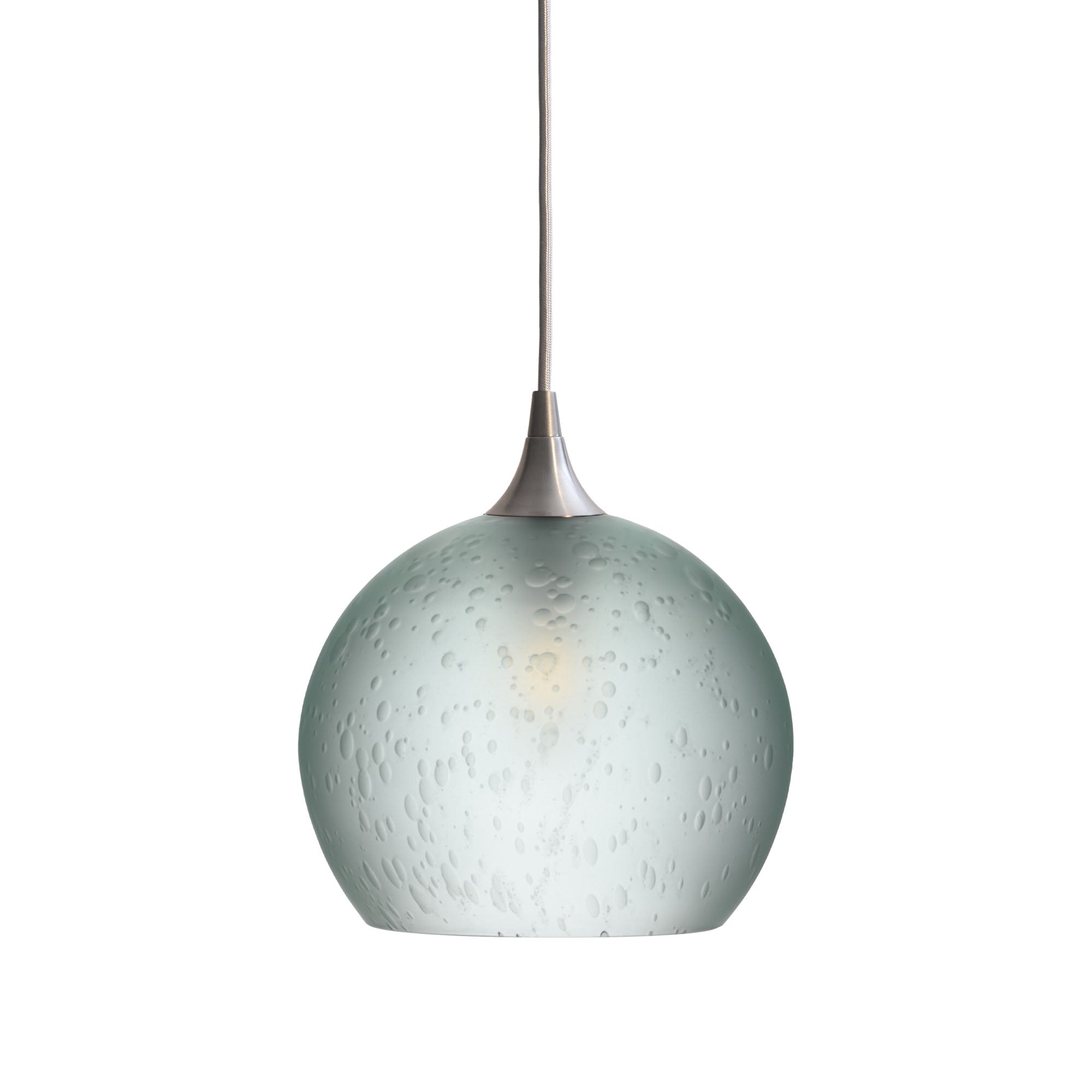 768 Single Pendant Light-Bicycle Glass Co-Brushed Nickel - 4ft Cord-Celestial-Eco Clear-Bicycle Glass Co
