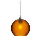 768 Single Pendant Light-Bicycle Glass Co-Brushed Nickel - 4ft Cord-Celestial-Golden Amber-Bicycle Glass Co