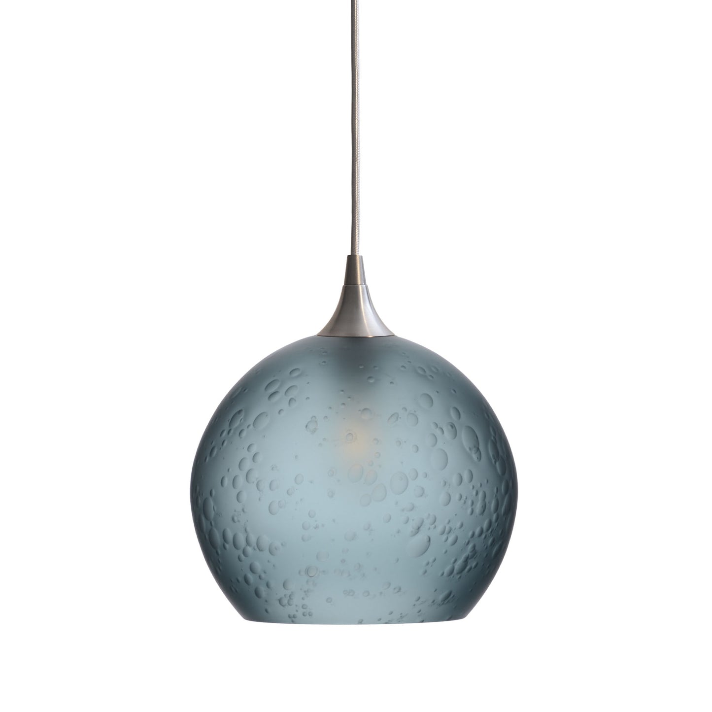 768 Single Pendant Light-Bicycle Glass Co-Brushed Nickel - 4ft Cord-Celestial-Slate Gray-Bicycle Glass Co