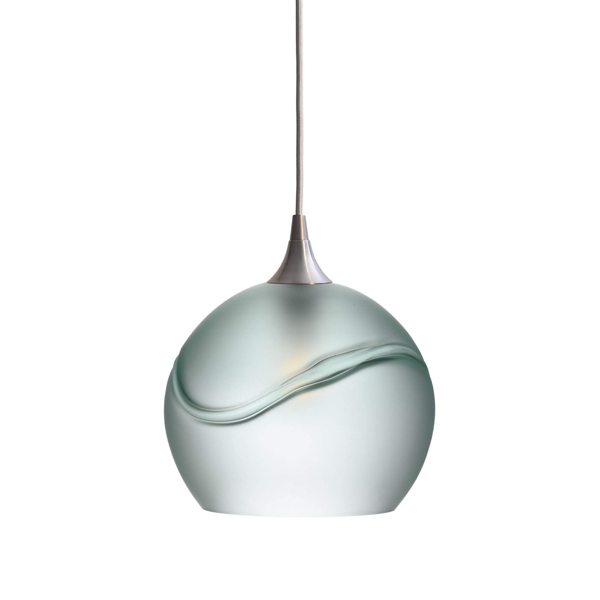 768 Single Pendant Light-Bicycle Glass Co-Brushed Nickel - 4ft Cord-Glacial-Eco Clear-Bicycle Glass Co
