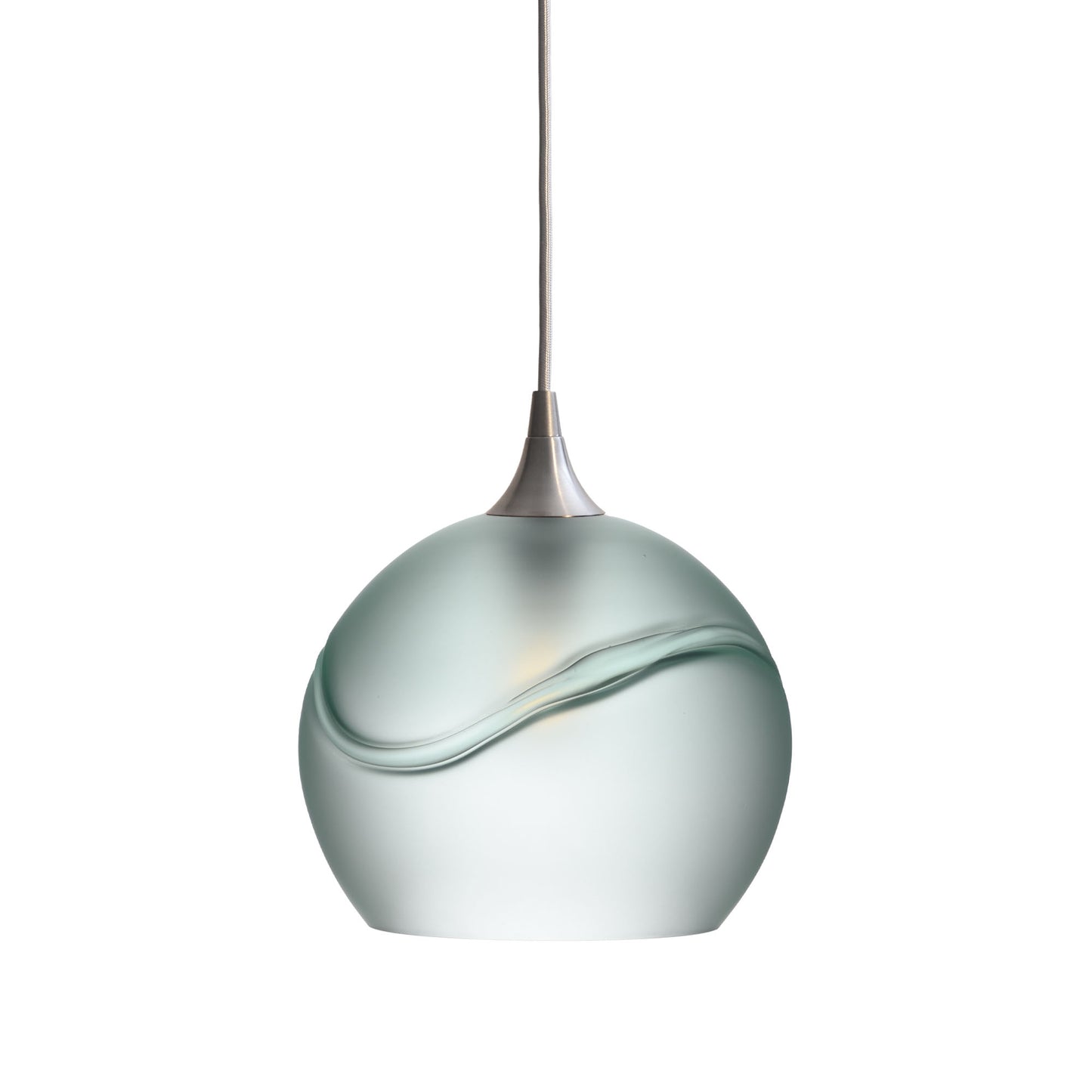 768 Single Pendant Light-Bicycle Glass Co-Brushed Nickel - 4ft Cord-Glacial-Eco Clear-Bicycle Glass Co