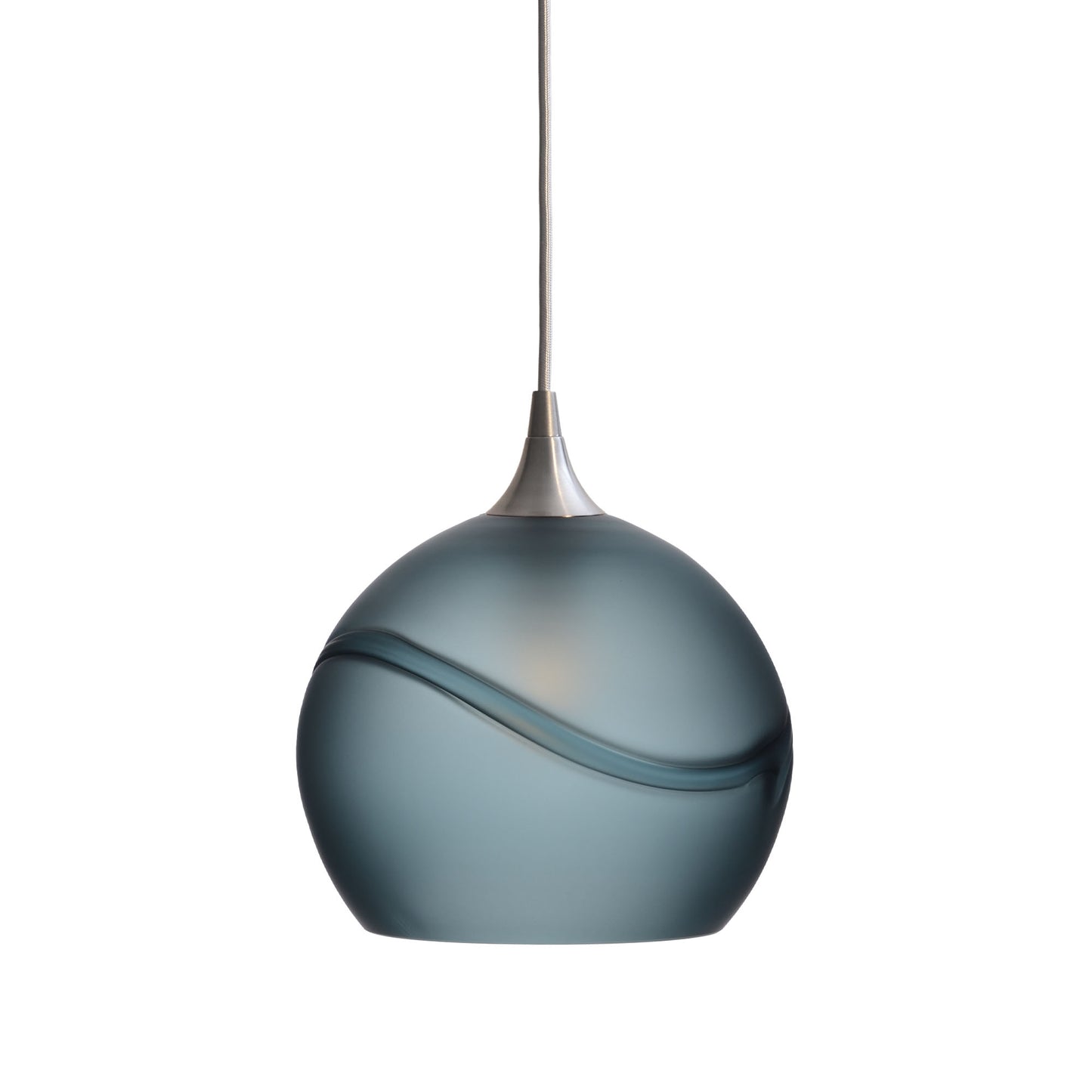 768 Single Pendant Light-Bicycle Glass Co-Brushed Nickel - 4ft Cord-Glacial-Slate Gray-Bicycle Glass Co