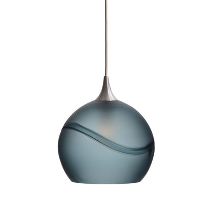 768 Single Pendant Light-Bicycle Glass Co-Brushed Nickel - 4ft Cord-Glacial-Slate Gray-Bicycle Glass Co