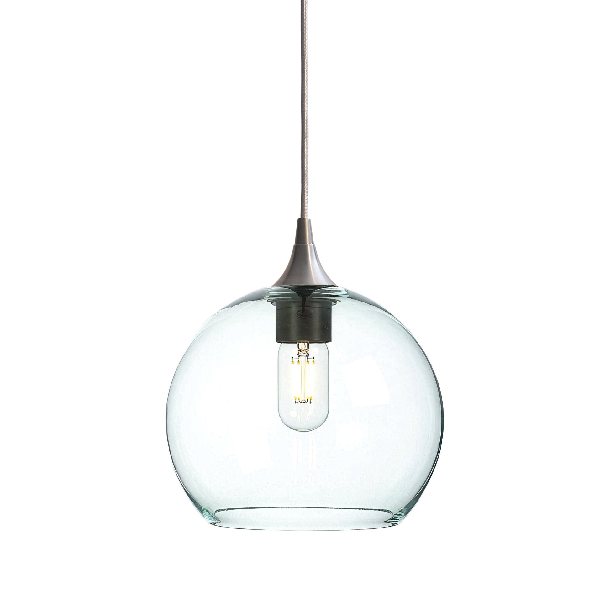 768 Single Pendant Light-Bicycle Glass Co-Brushed Nickel - 4ft Cord-Lucent-Eco Clear-Bicycle Glass Co