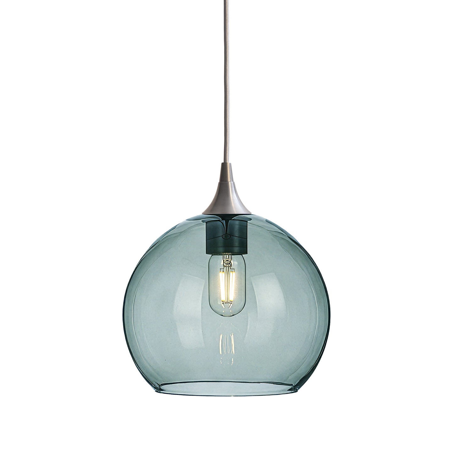 768 Single Pendant Light-Bicycle Glass Co-Brushed Nickel - 4ft Cord-Lucent-Slate Gray-Bicycle Glass Co