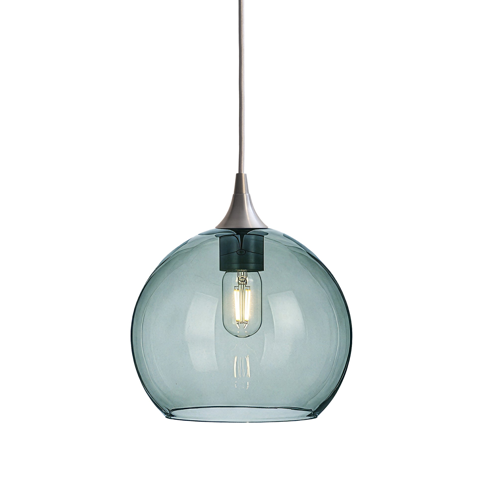 768 Single Pendant Light-Bicycle Glass Co-Brushed Nickel - 4ft Cord-Lucent-Slate Gray-Bicycle Glass Co