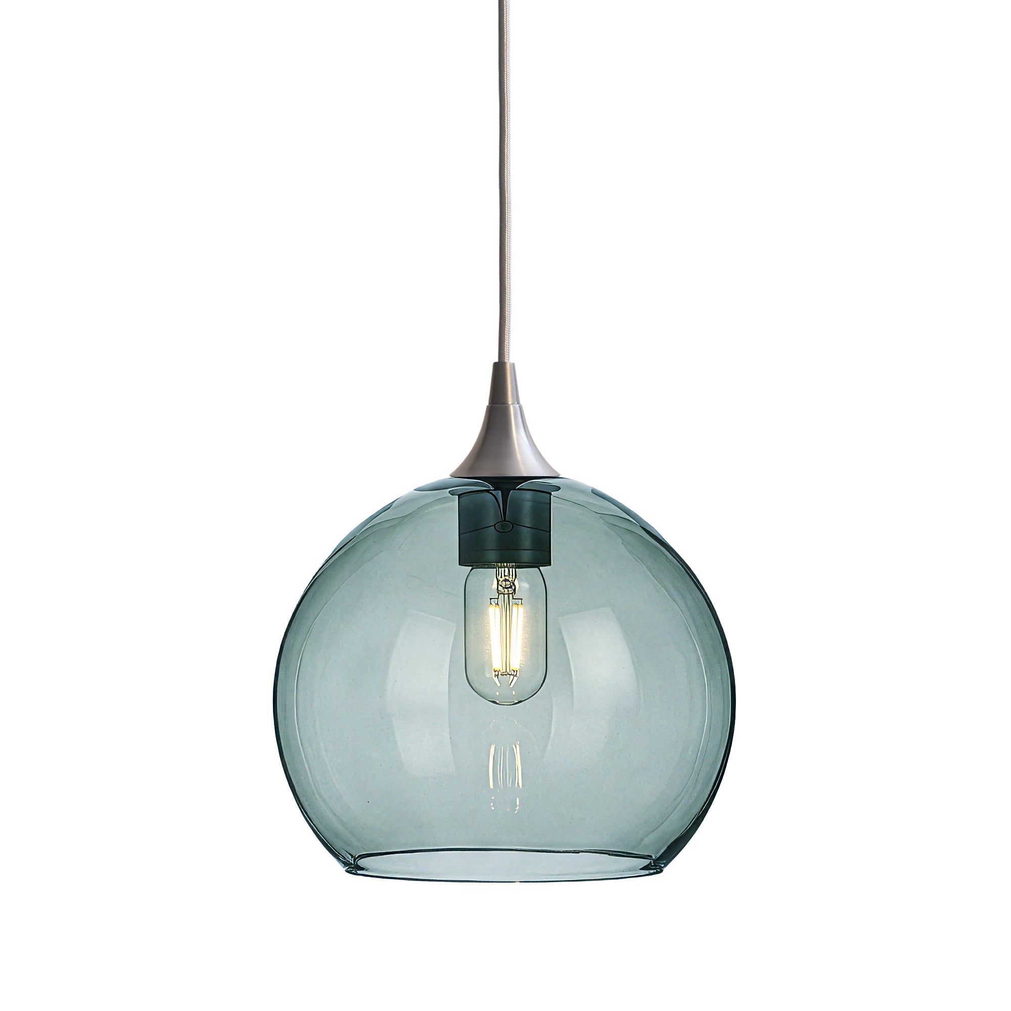 768 Single Pendant Light-Bicycle Glass Co-Brushed Nickel - 4ft Cord-Lucent-Slate Gray-Bicycle Glass Co