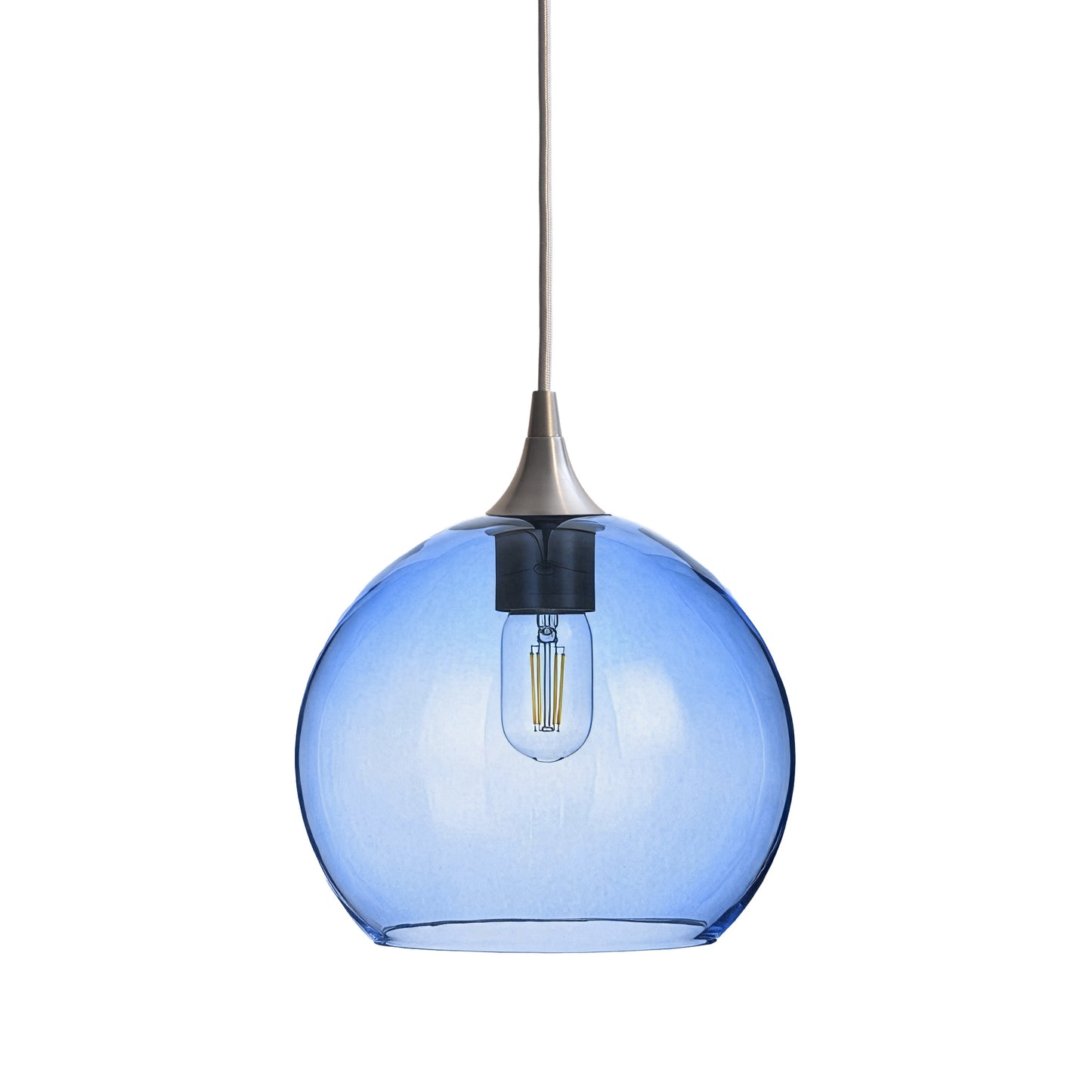 768 Single Pendant Light-Bicycle Glass Co-Brushed Nickel - 4ft Cord-Lucent-Steel Blue-Bicycle Glass Co