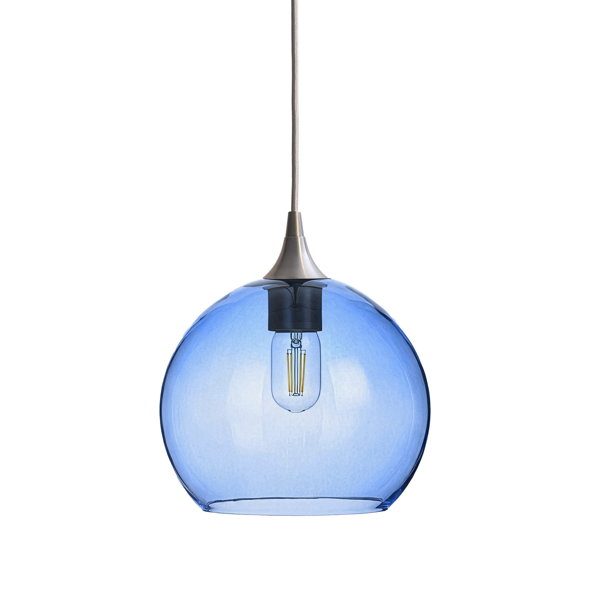 768 Single Pendant Light-Bicycle Glass Co-Brushed Nickel - 4ft Cord-Lucent-Steel Blue-Bicycle Glass Co