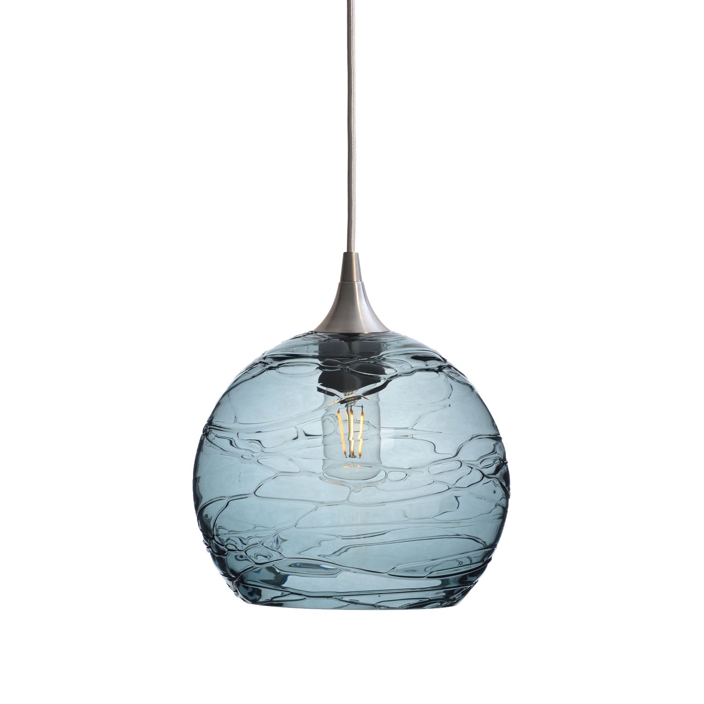 768 Single Pendant Light-Bicycle Glass Co-Brushed Nickel - 4ft Cord-Spun-Slate Gray-Bicycle Glass Co