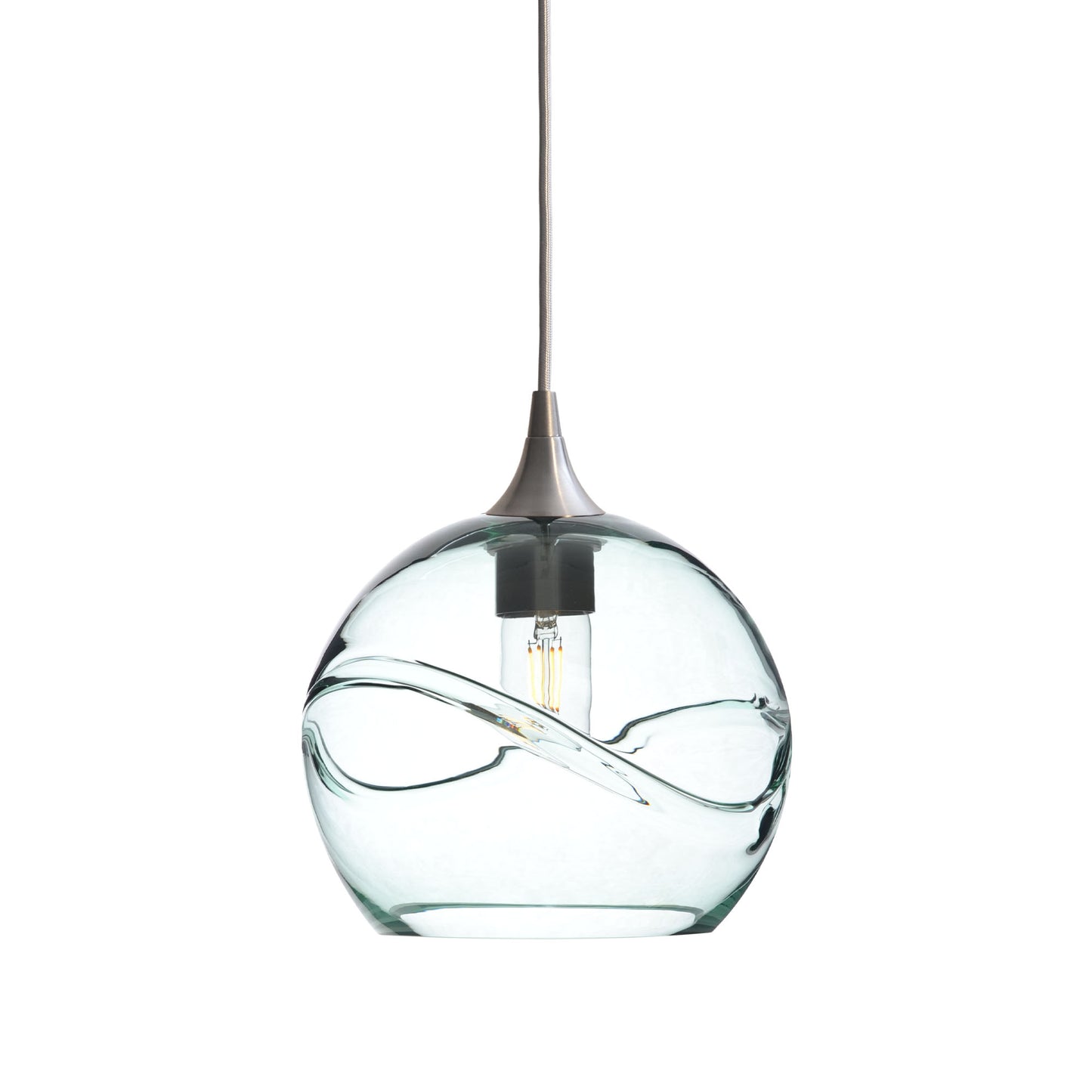768 Single Pendant Light-Bicycle Glass Co-Brushed Nickel - 4ft Cord-Swell-Eco Clear-Bicycle Glass Co